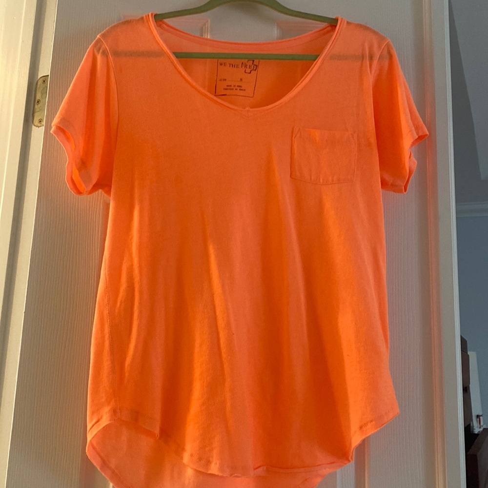 Free people neon orange oversized tee size small